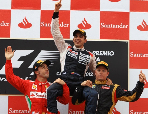 his first pole position following Lewis Hamilton's disqualification for 