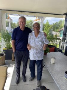 F1Weekly.com Nasir Hameed with Jochen Neerpasch at his home in Kressbronn Germany July 4, 2023 Photo: F1Weekly.com