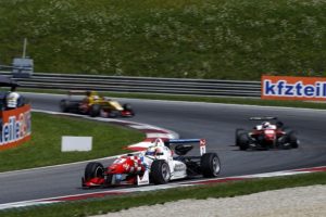2 Jake Dennis (GBR, Prema Powerteam, Dallara F312 – Mercedes-Benz), 1 Felix Rosenqvist (SWE, Prema Powerteam, Dallara F312 – Mercedes-Benz), 3 Antonio Giovinazzi (ITA, Jagonya Ayam with Carlin, Dallara F312 - Volkswagen), FIA Formula 3 European Championship, round 8, race 1, Red Bull Ring (AUT) - 31. July - 2. August 2015