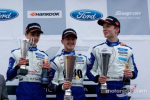 Podium from left: James Pull, Ricky Collard and Daniel Ticktum
