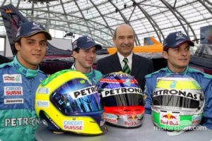 f1-sauber-petronas-c23-launch-salzburg-2004-felipe-massa-test-driver-neel-jani-peter-saub